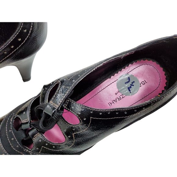 issac mizrahi womens "ariel" 4" heel leather sole lace up pumps. - Picture 6 of 7